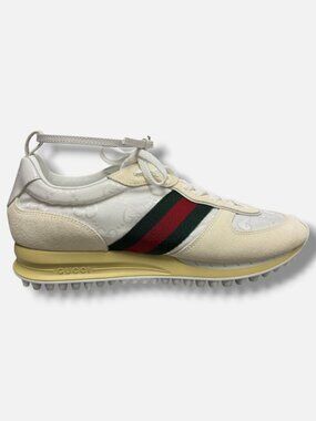 Gucci Women’s White Suede Re-Motion Ankle-Strap Sneakers Shoes Size EU:38 US:8